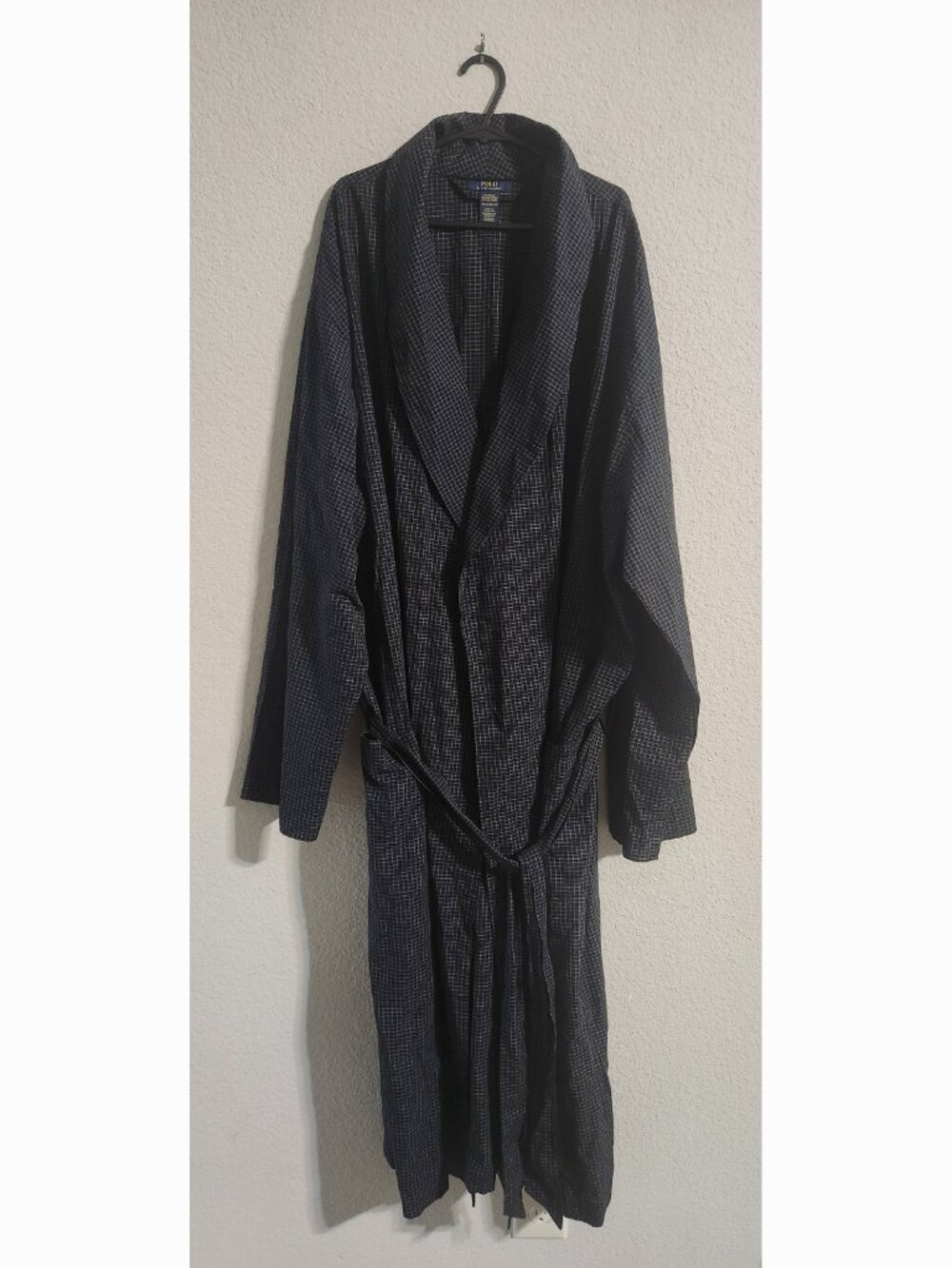 Polo Ralph Lauren Sleepwear Men’s L/XL Black Check Robe Belted Shawl Collar